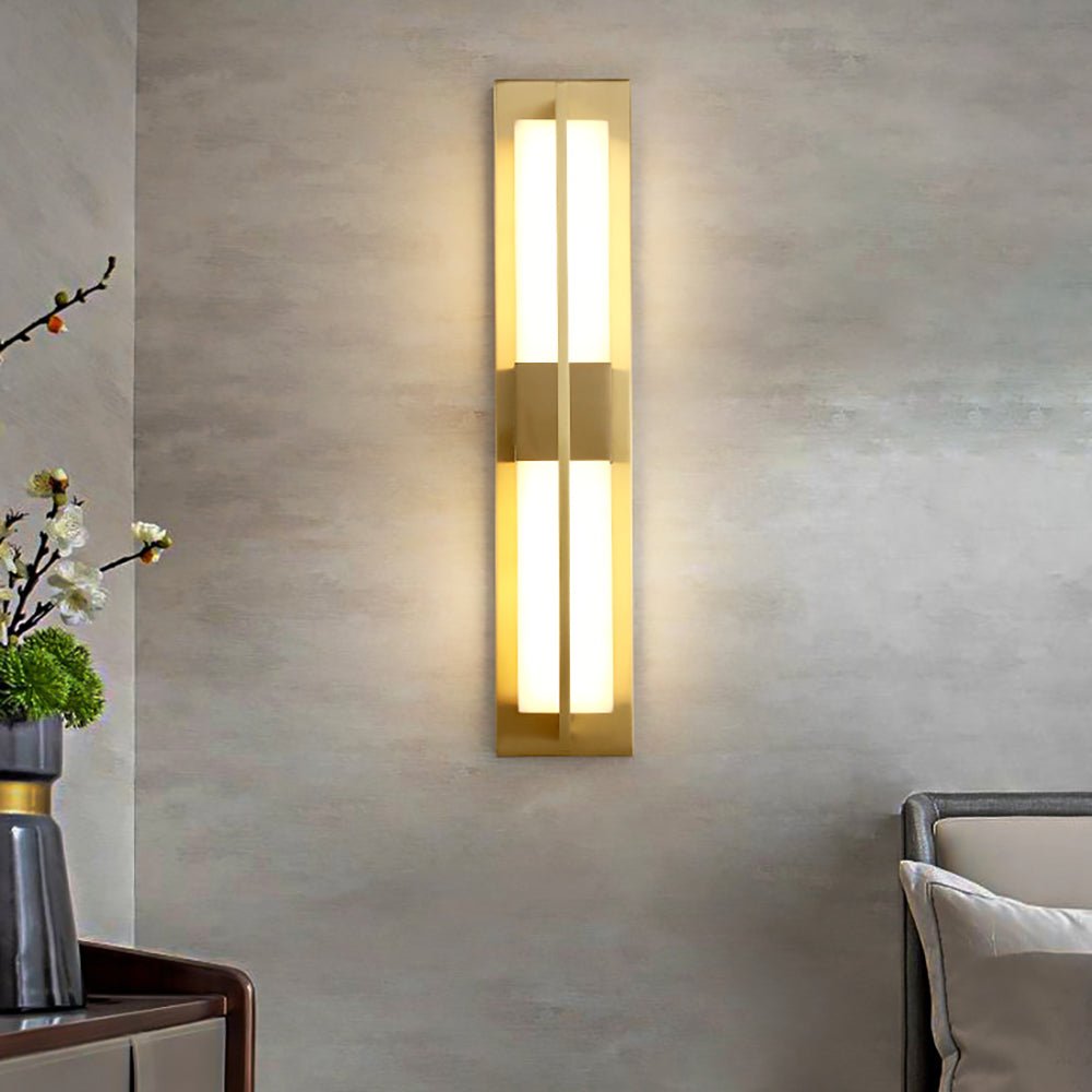 Box Alabaster Brass Wall Light, Hardwired Wall Sconce, detail 8