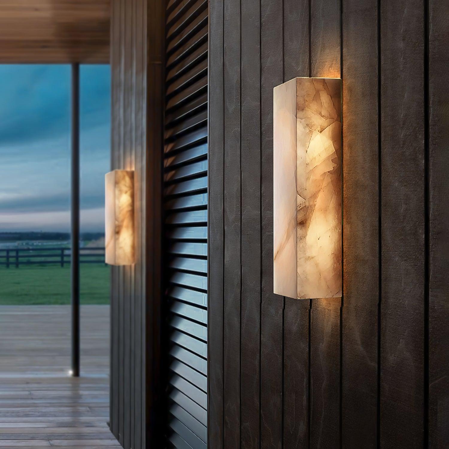 Box Alabaster Wall Light, Hardwired Wall Sconce, detail 5