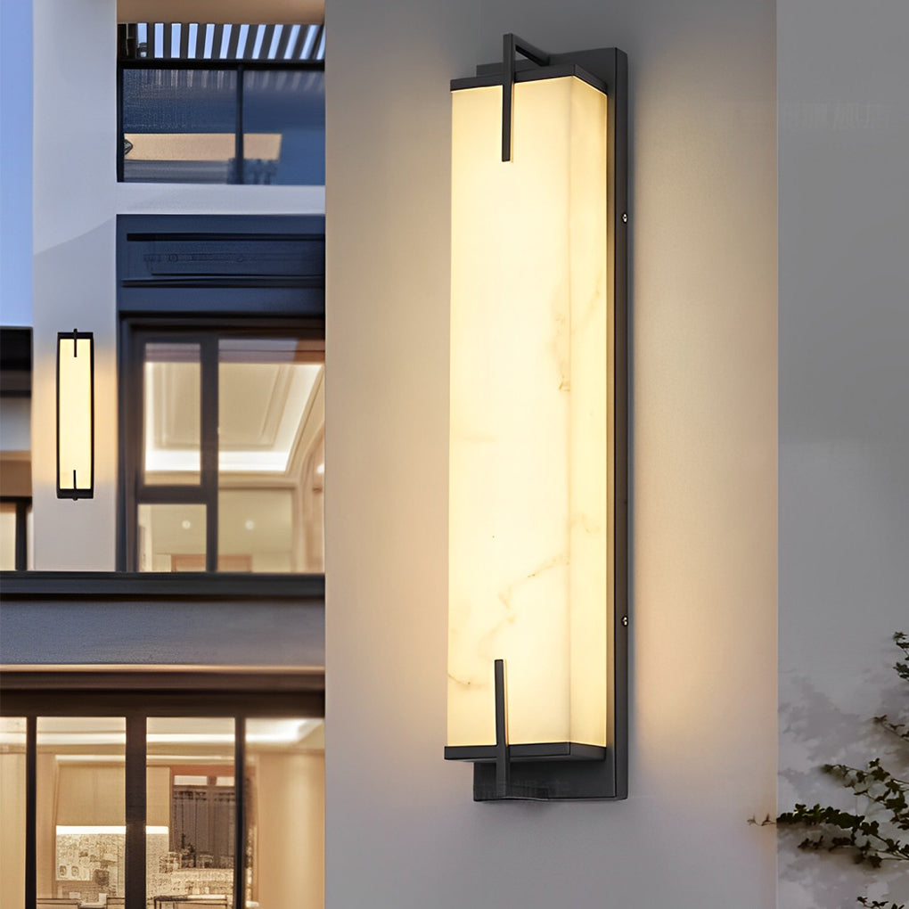 Resin Box Waterproof LED Black Contemporary Exterior Sconce Lighting, Outdoor Wall Light, Stainless Steel, H 29.3in