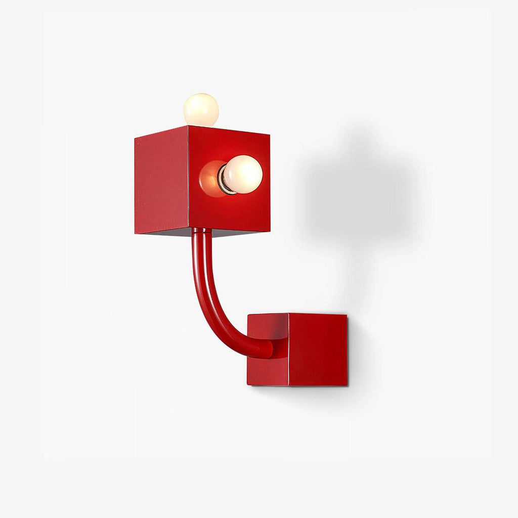 Red Cube Wall Light, Hardwired Wall Sconce, detail 2