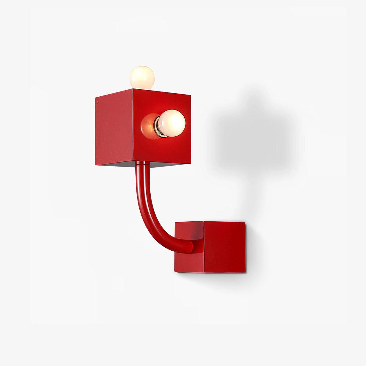 Red Cube Wall Light, Hardwired Wall Sconce, detail 2
