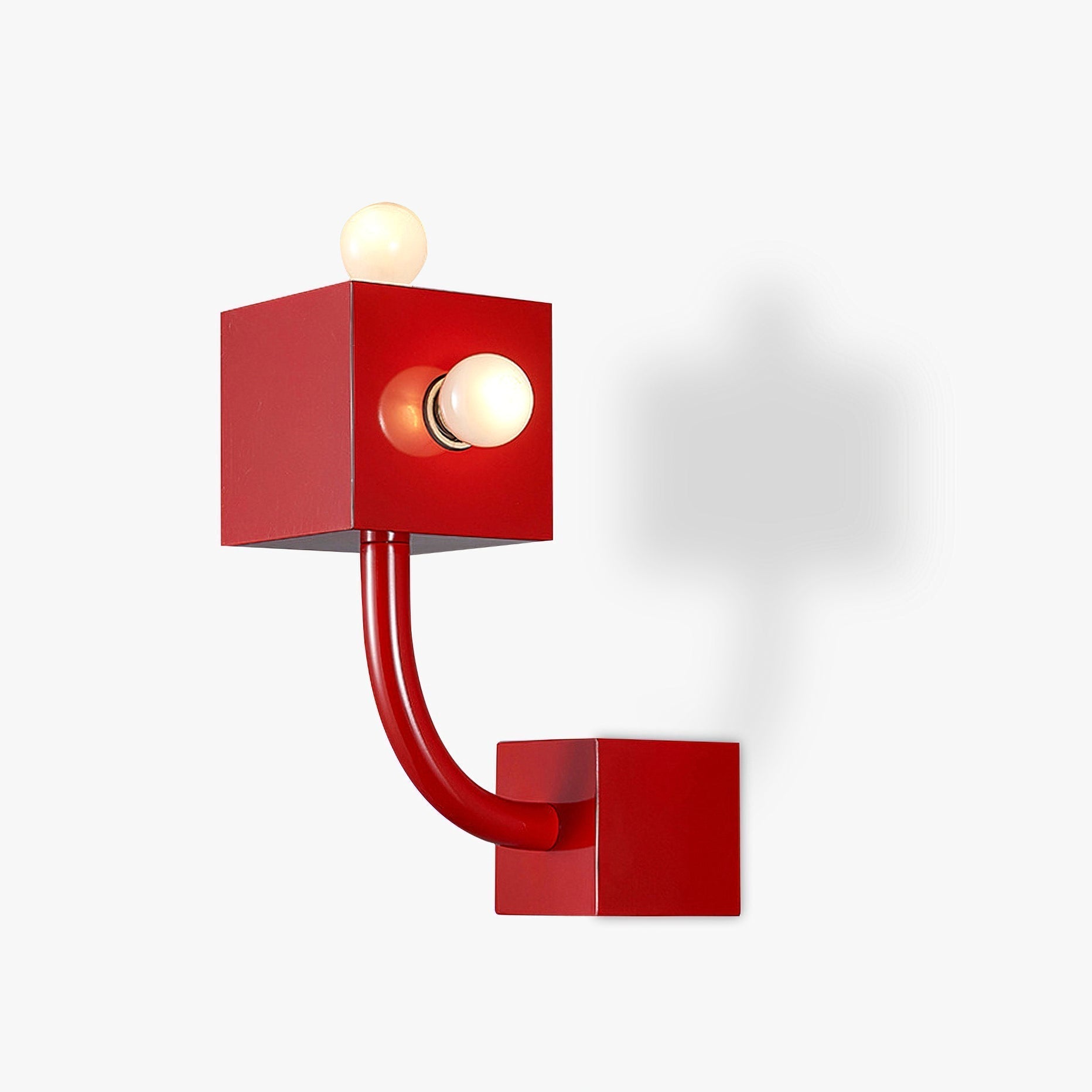 Red Cube Wall Light, Hardwired Wall Sconce, Metal, Dia 24.5cm x H 30.5cm