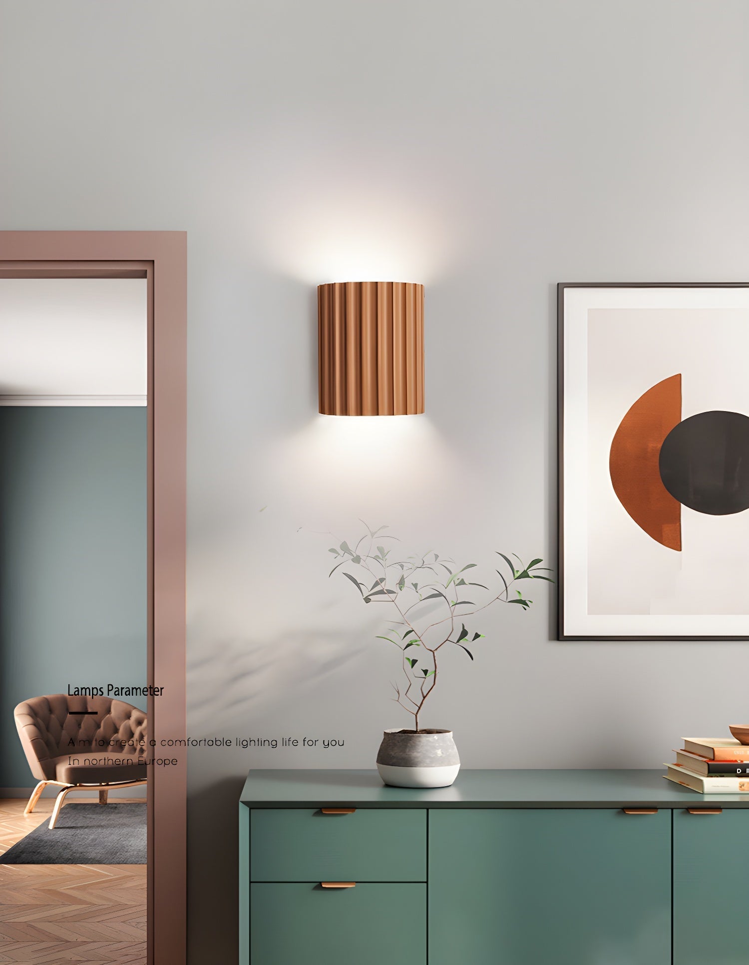 Resin Ribbed Wall Light, Hardwired Wall Sconce, detail 13
