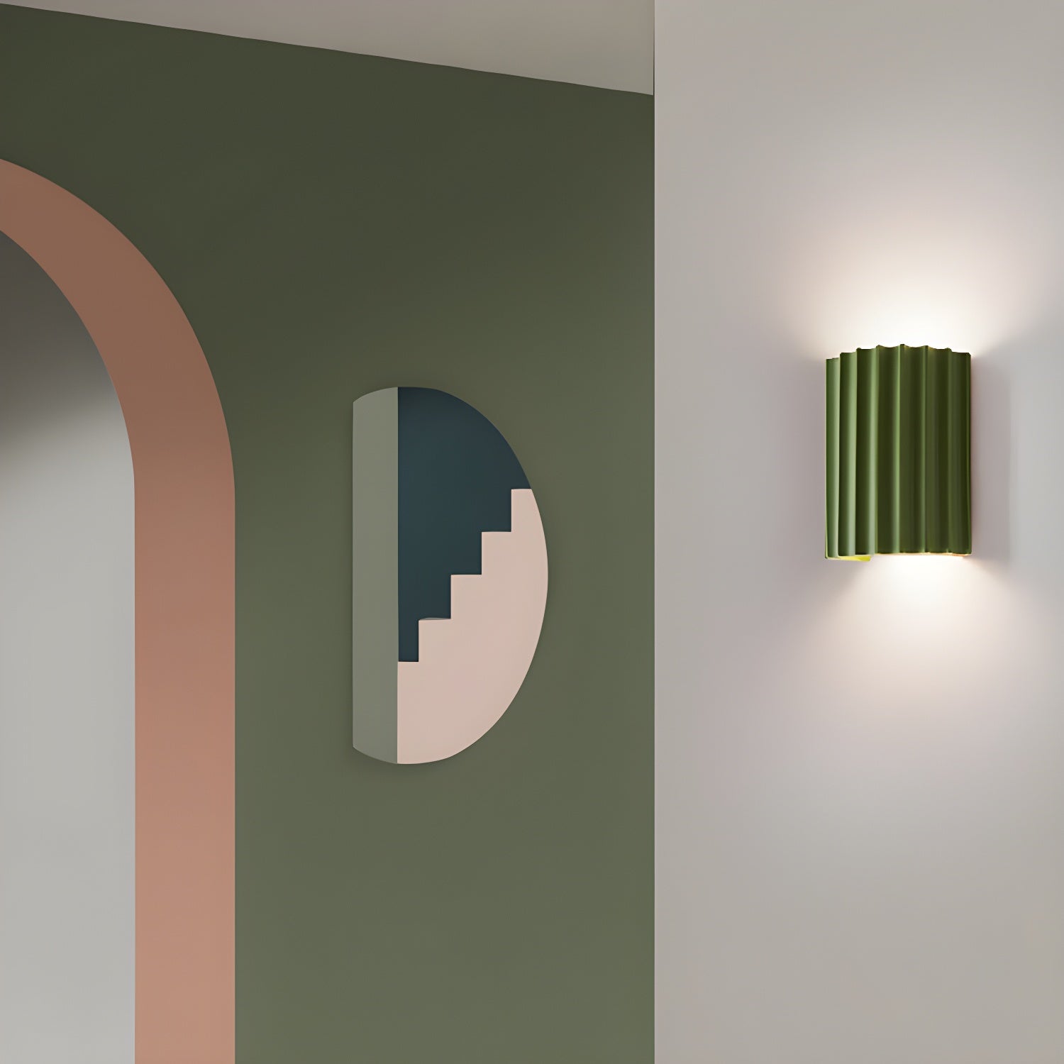 Resin Ribbed Wall Light, Hardwired Wall Sconce, detail 15