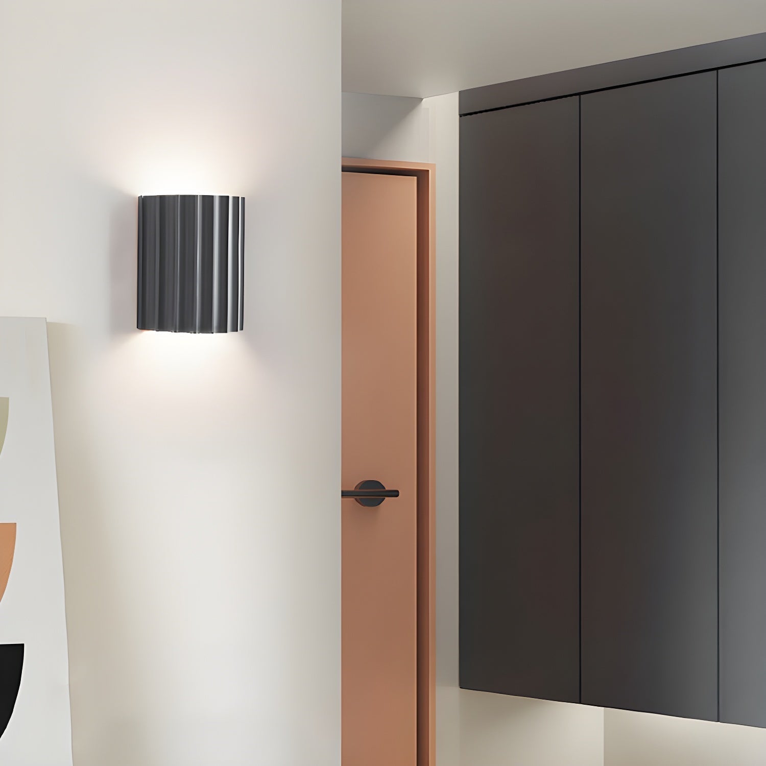 Resin Ribbed Wall Light, Hardwired Wall Sconce, detail 8