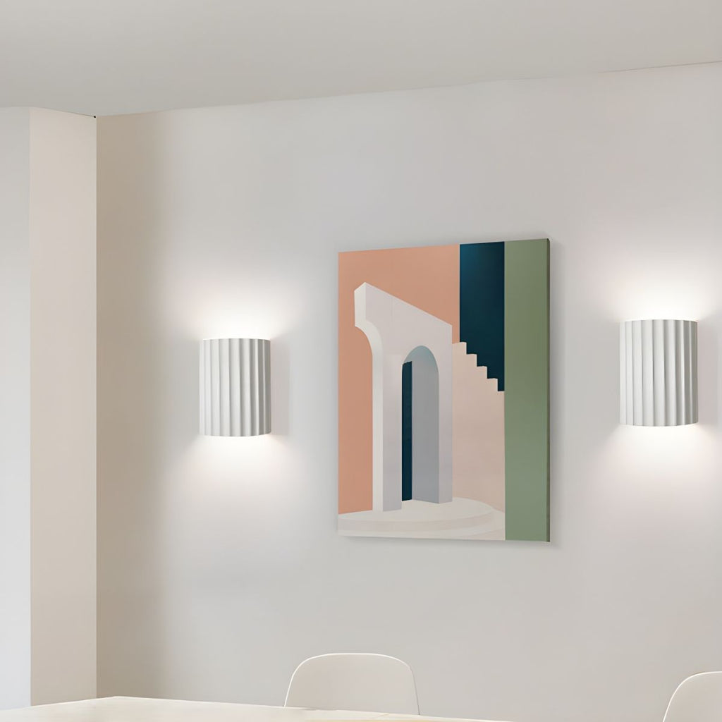 Resin Ribbed Wall Light, Hardwired Wall Sconce, detail 4