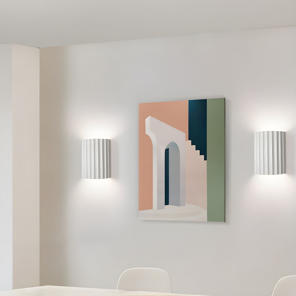 Resin Ribbed Wall Light, Hardwired Wall Sconce, detail 4