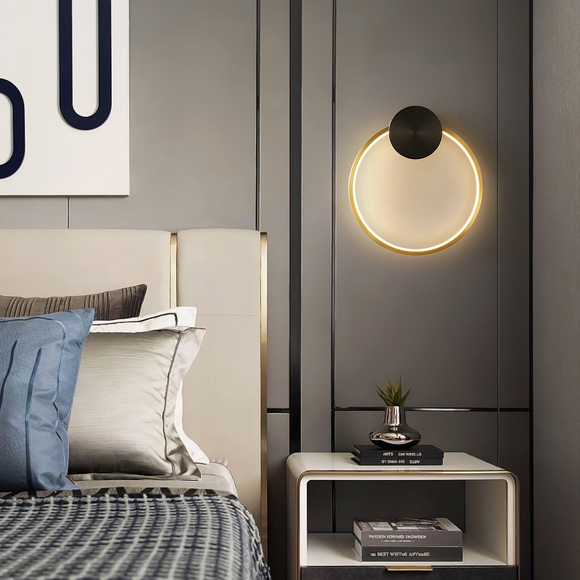 Ring Shaped LED Wall Light - Dia 15cm x H 16cm Brass, Hardwired Wall Sconce, detail 5