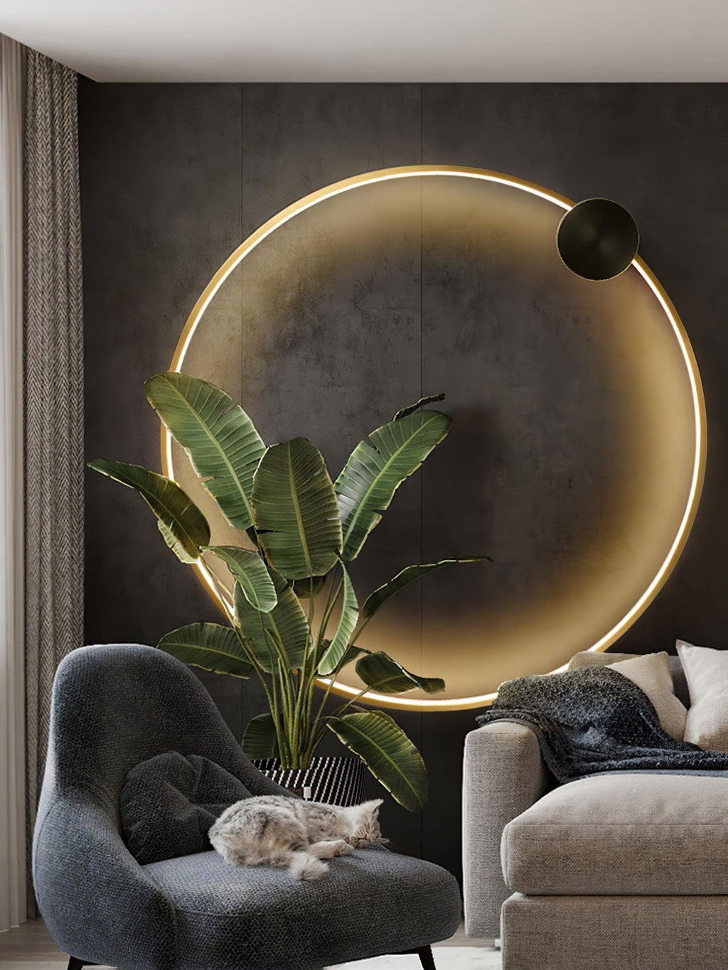 Ring Shaped LED Wall Light - Dia 15cm x H 16cm Brass, Hardwired Wall Sconce, detail 21