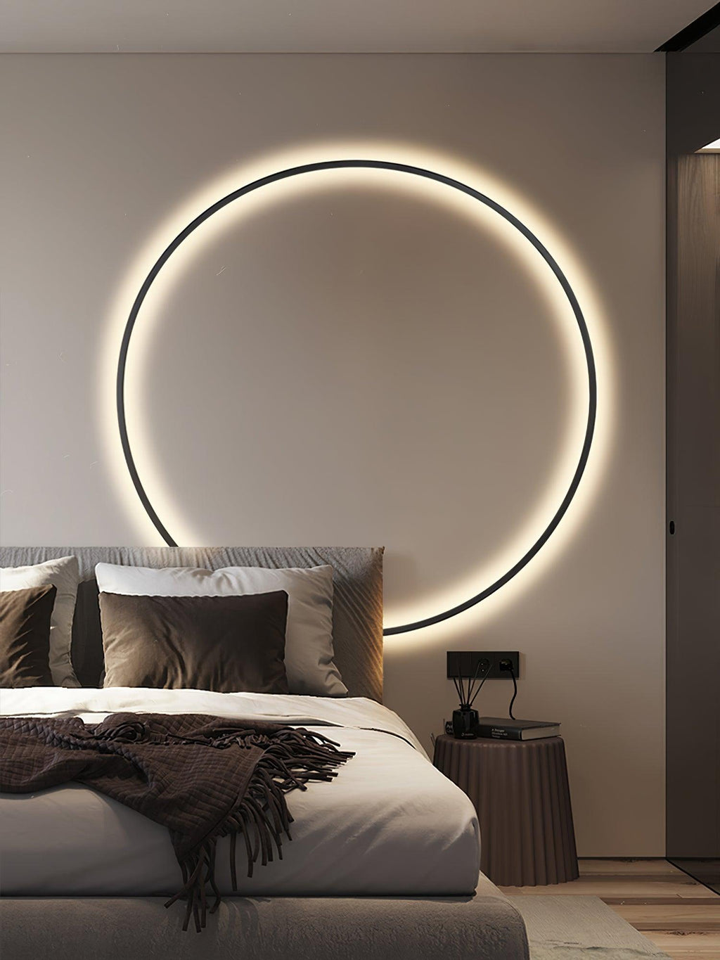 Ring Shaped LED Wall Light - Dia 15cm x H 16cm Brass, Hardwired Wall Sconce, detail 23