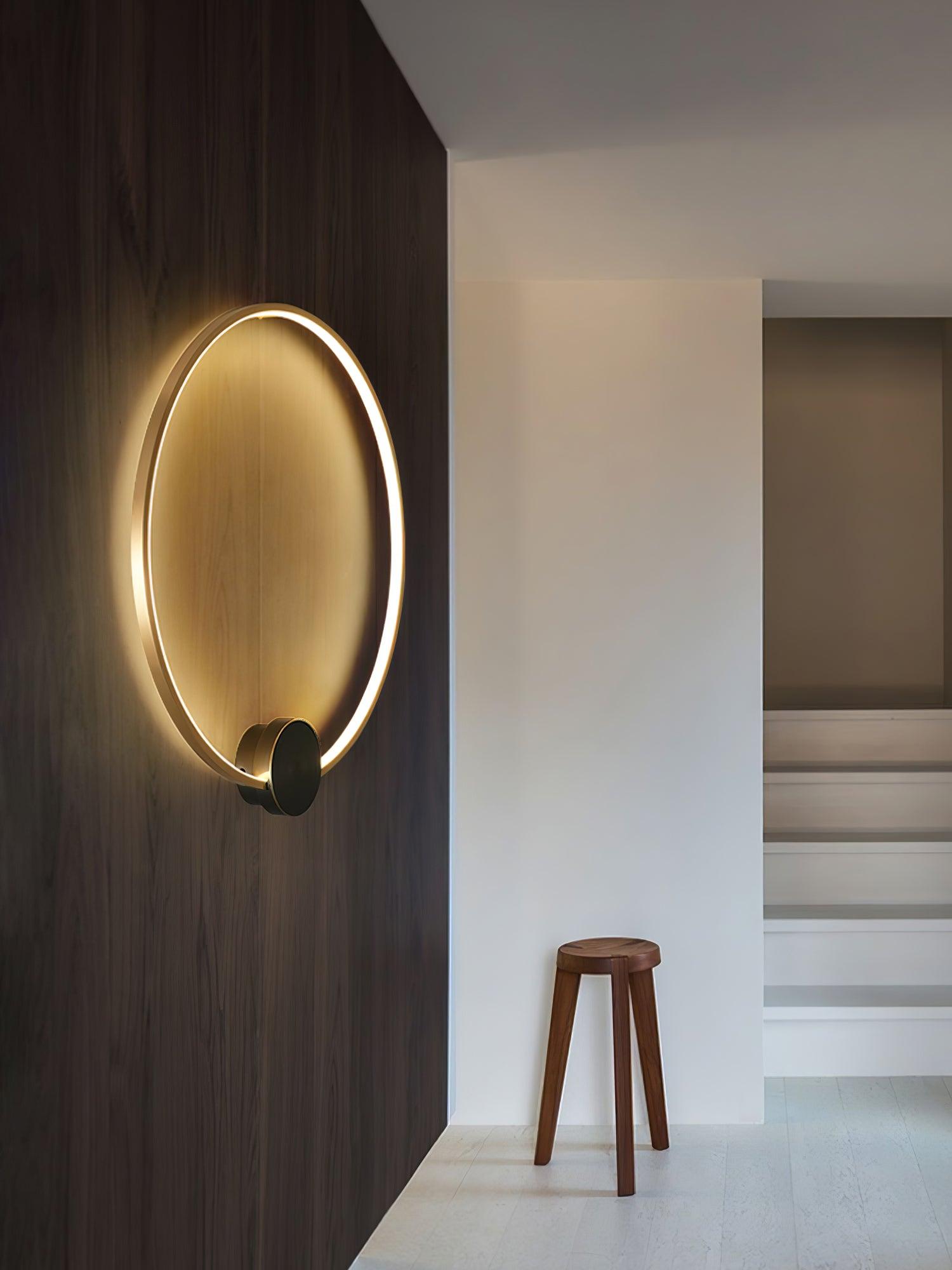 Ring Shaped LED Wall Light - Dia 15cm x H 16cm Brass, Hardwired Wall Sconce, detail 26