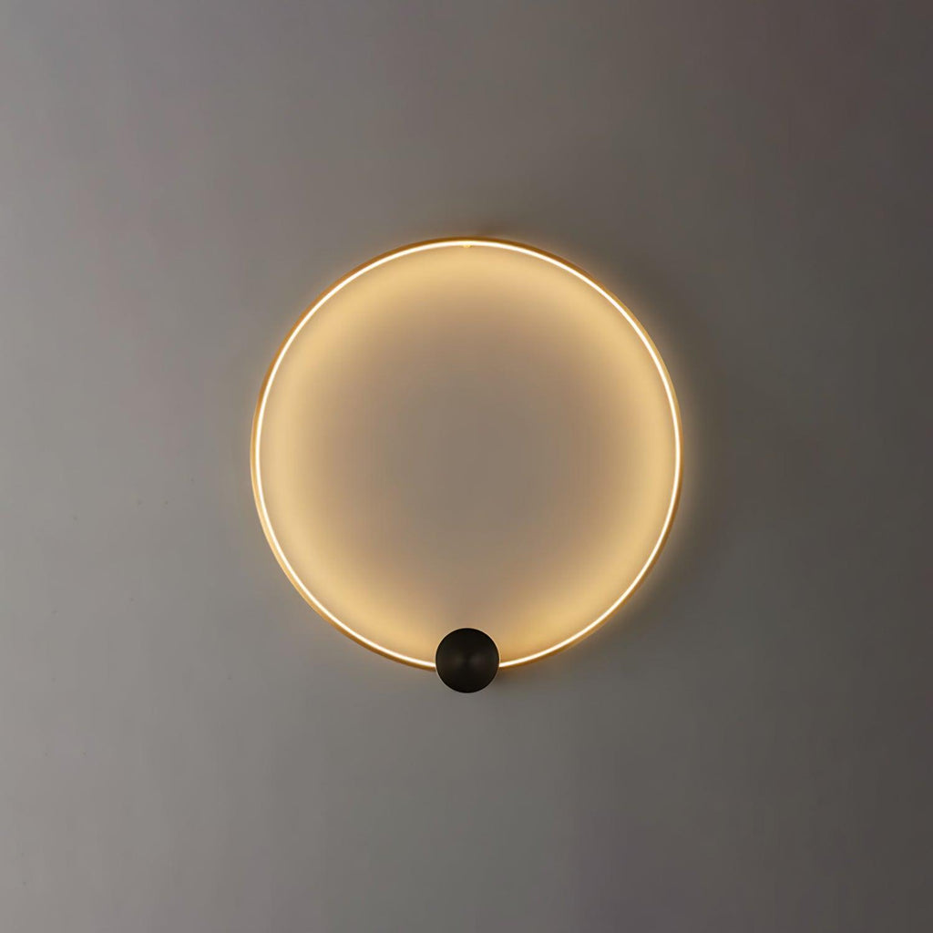 Ring Shaped LED Wall Light - Dia 15cm x H 16cm Brass, Hardwired Wall Sconce, detail 8