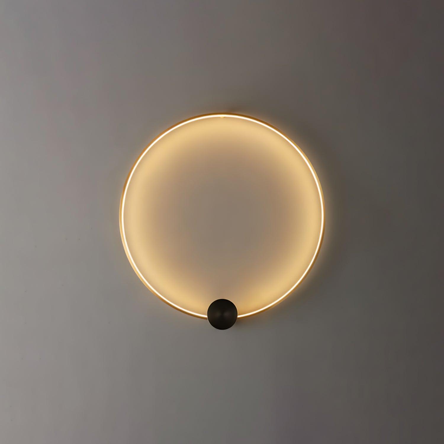 Ring Shaped LED Wall Light - Dia 15cm x H 16cm Brass, Hardwired Wall Sconce, detail 8
