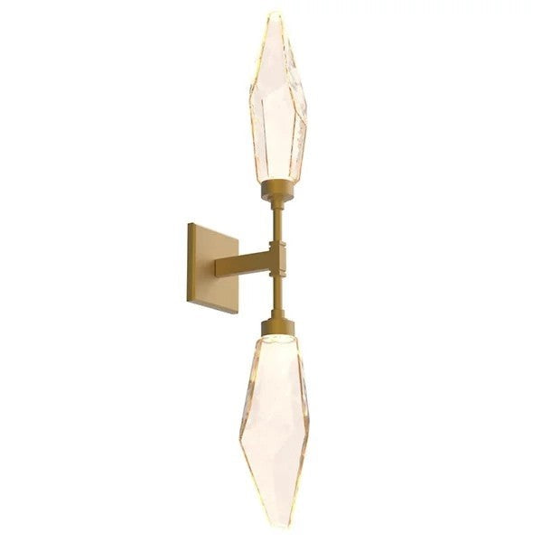 Rocast Crystal Double Wall Light, Bedroom Wall Sconce, Metal, 6.5" D