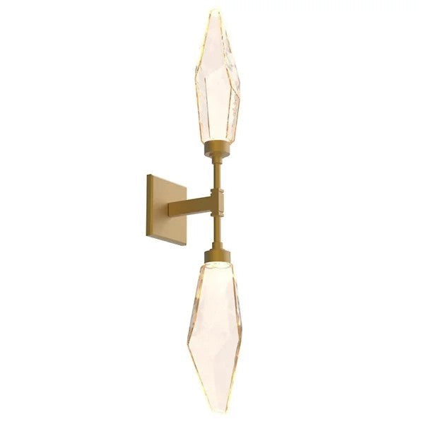 Rocast Crystal Double Wall Light, Bedroom Wall Sconce, Metal, 6.5" D