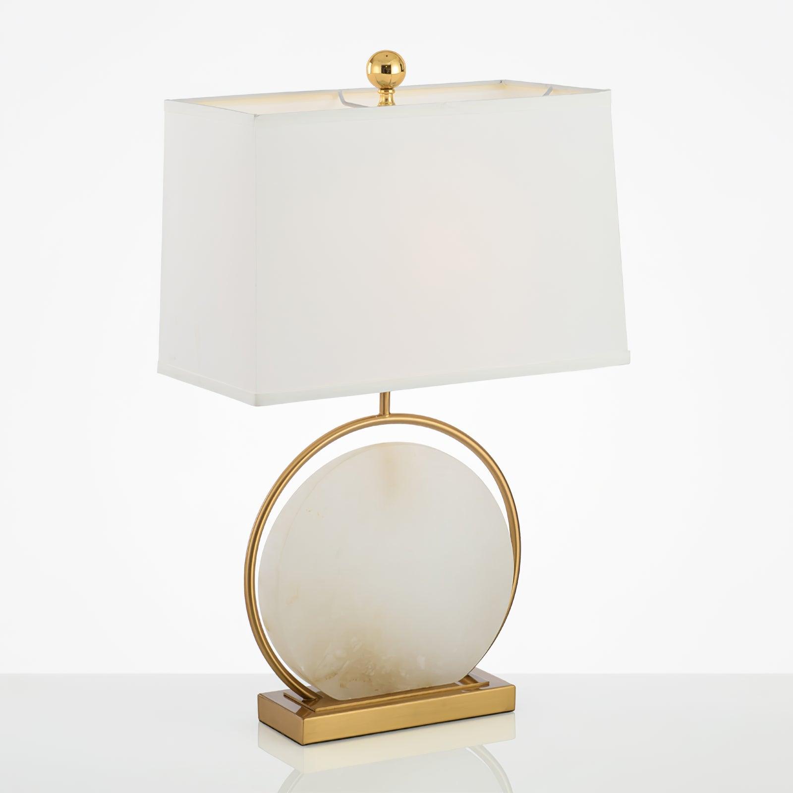 Roma White Marble Table Light, Bedside Table Lamp, Metal, ∅ 14.9″ x H 24.4″