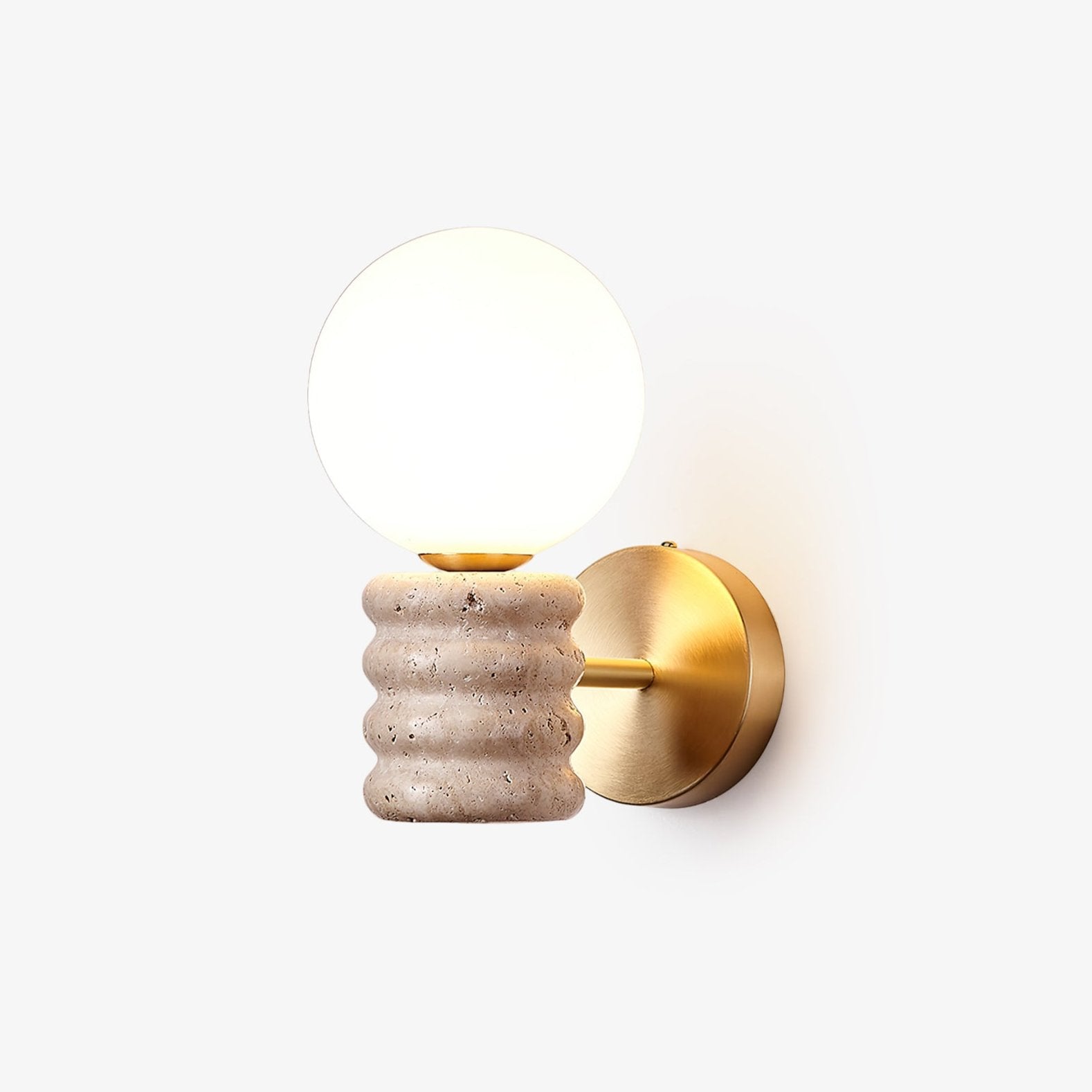 Romus Wall Light, Hardwired Wall Sconce, Travertine, Dia 10cm x H 27cm