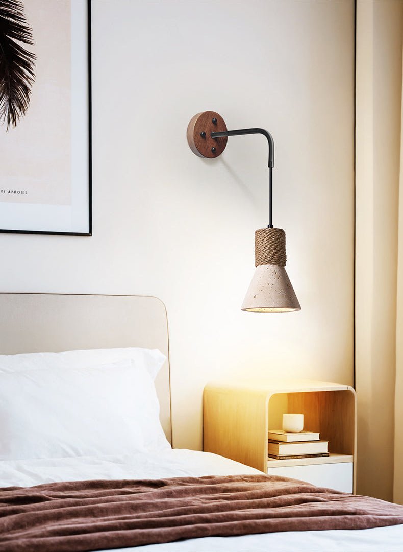 Rope Stone Cone Wall Light, Hardwired Wall Sconce, detail 2