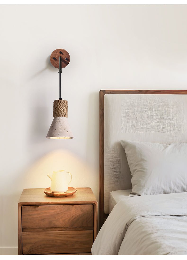Rope Stone Cone Wall Light, Hardwired Wall Sconce, detail 5