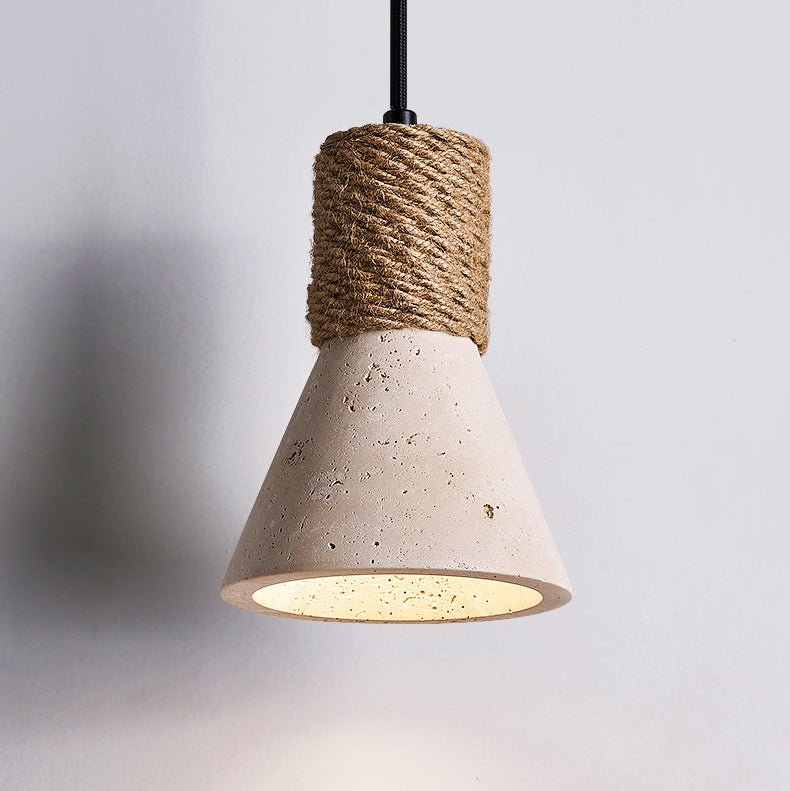 Rope Stone Cone Wall Light, Hardwired Wall Sconce, detail 7