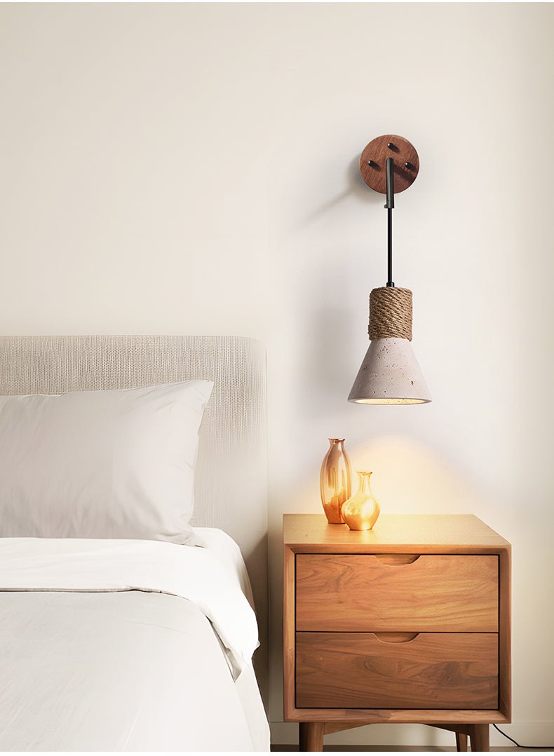 Rope Stone Cone Wall Light, Hardwired Wall Sconce, detail 6