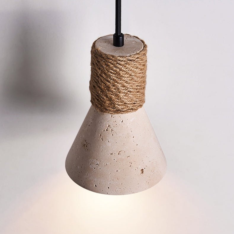 Rope Stone Cone Wall Light, Hardwired Wall Sconce, detail 8