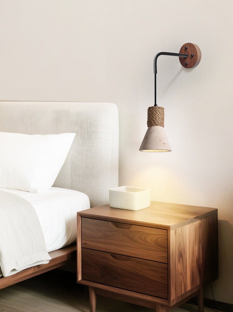 Rope Stone Cone Wall Light, Hardwired Wall Sconce, detail 3