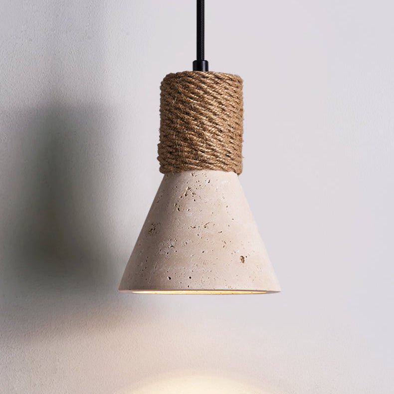 Rope Stone Cone Wall Light, Hardwired Wall Sconce, detail 9