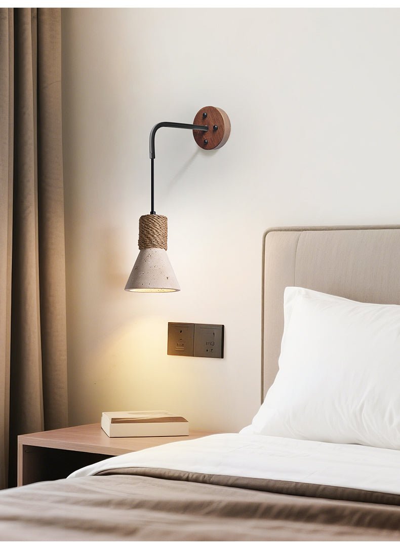 Rope Stone Cone Wall Light, Hardwired Wall Sconce, detail 4