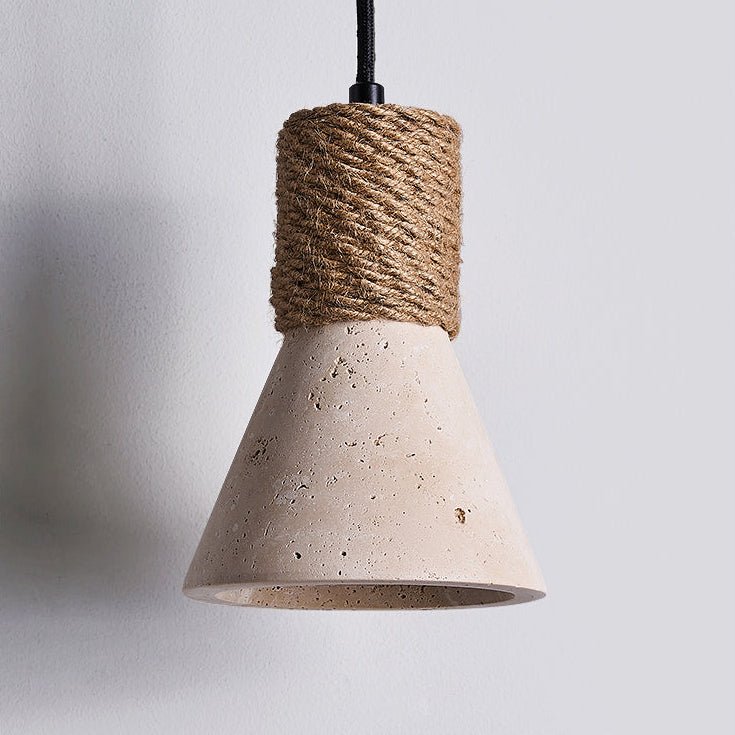 Rope Stone Cone Wall Light, Hardwired Wall Sconce, detail 10