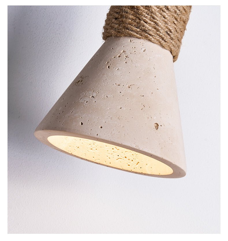 Rope Stone Cone Wall Light, Hardwired Wall Sconce, detail 11