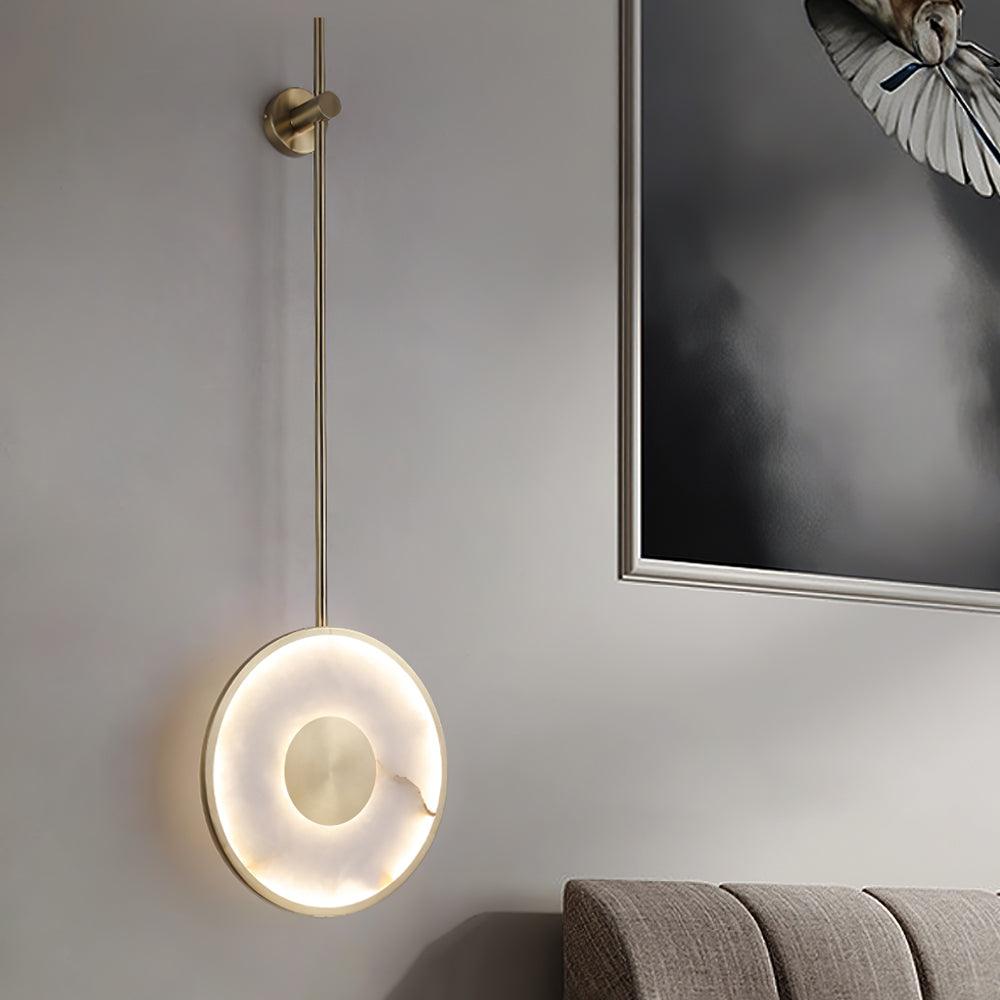 Circular Alabaster Wall Light, Hardwired Wall Sconce, detail 9