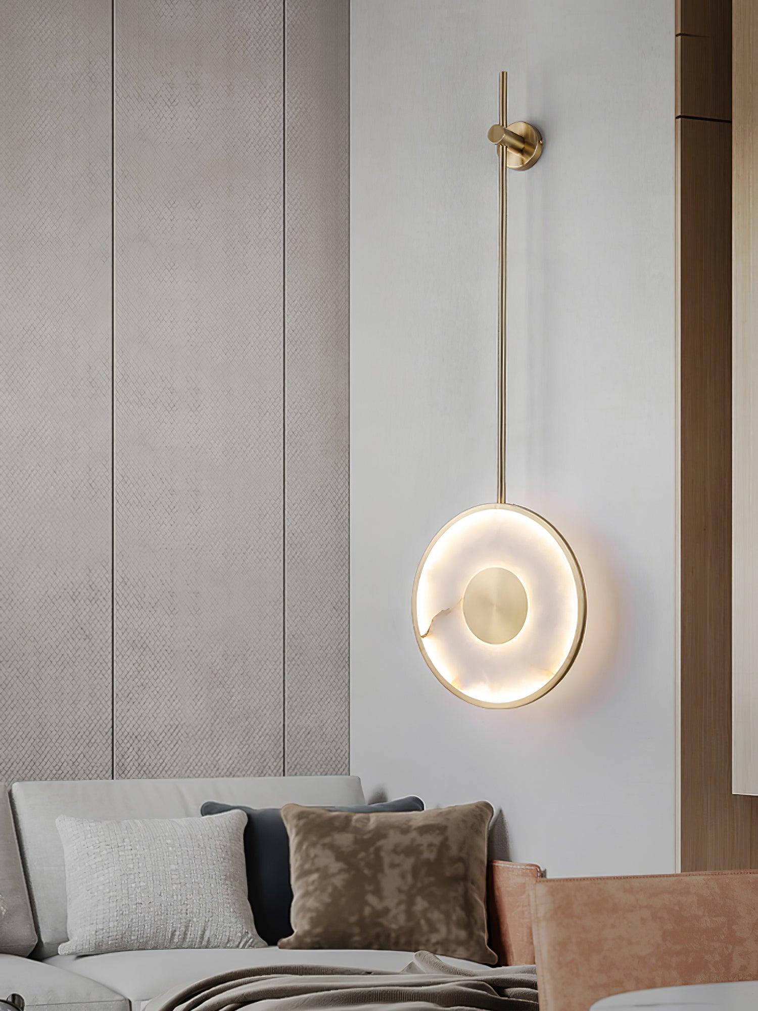 Circular Alabaster Wall Light, Hardwired Wall Sconce, detail 12