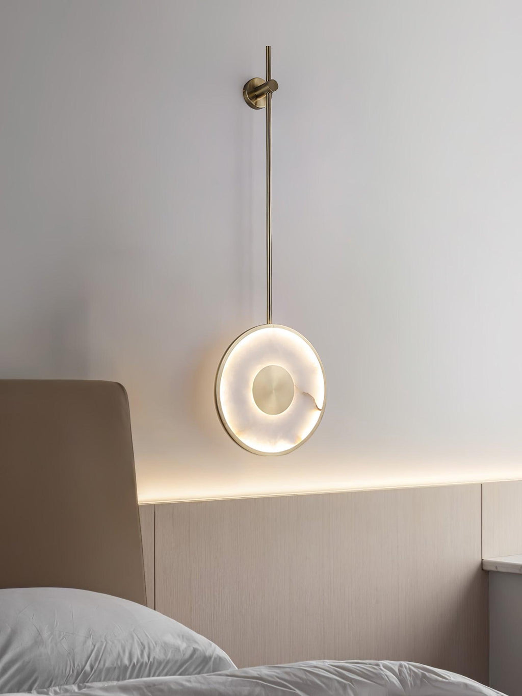 Circular Alabaster Wall Light, Hardwired Wall Sconce, detail 15