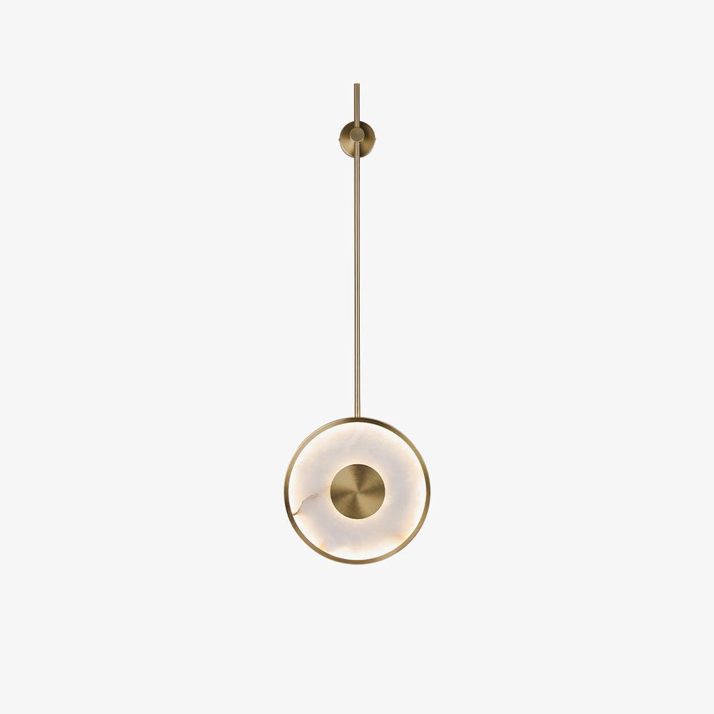 Circular Marble Wall Light - Dia 25cm x H 130cm Brass, Hardwired Wall Sconce