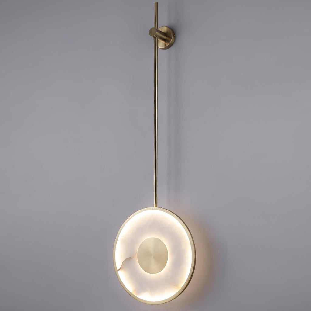 Circular Alabaster Wall Light, Hardwired Wall Sconce, detail 7