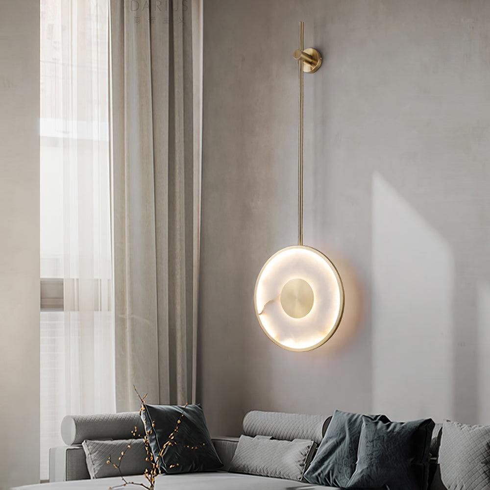 Circular Alabaster Wall Light, Hardwired Wall Sconce, detail 8