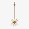 Circular Alabaster Wall Light, Hardwired Wall Sconce, Brass, ∅ 9.8″ x H 51.1″
