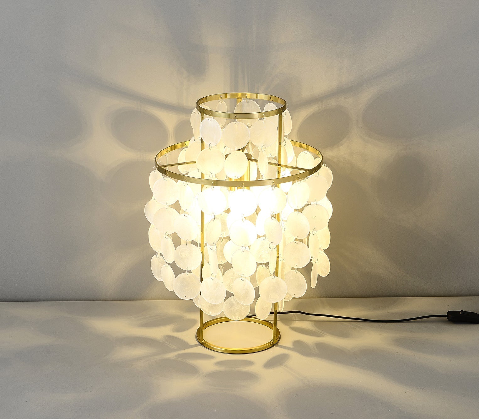 Circular Shell Table Light, Bedside Table Lamp, detail 36