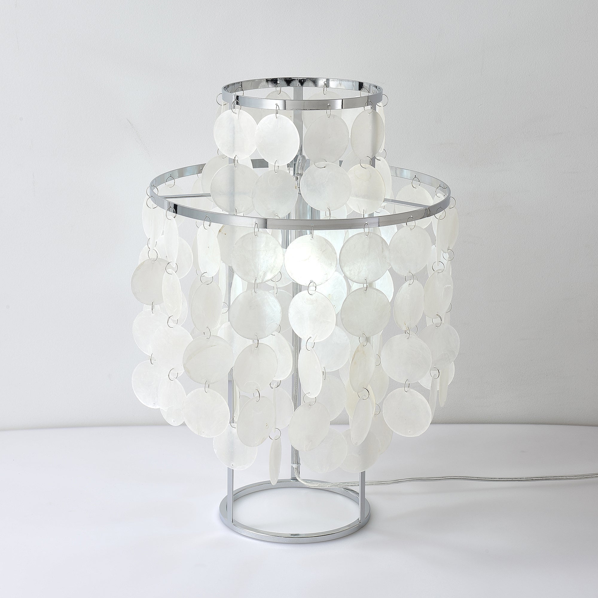 Circular Shell Table Light, Bedside Table Lamp, detail 34