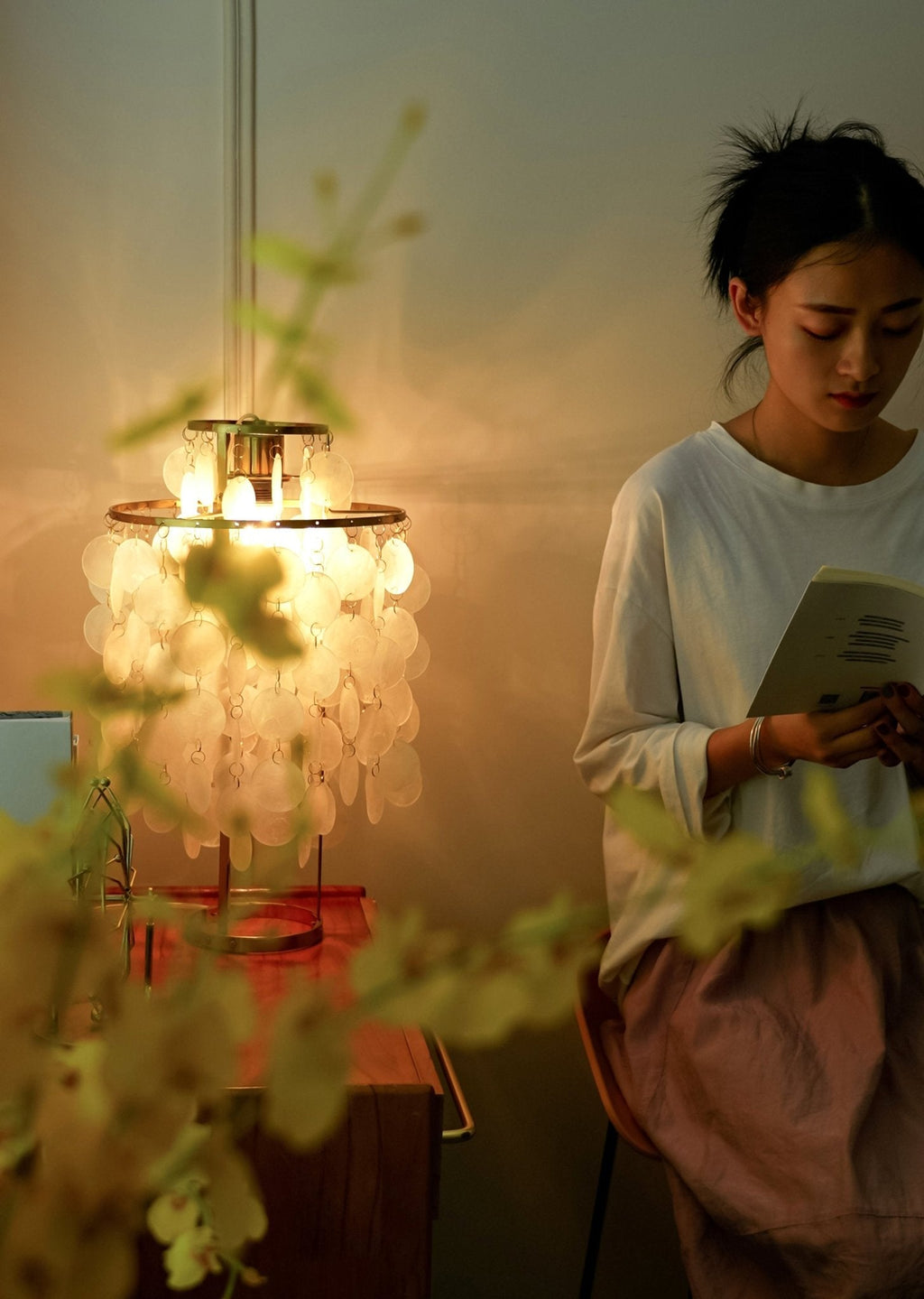 Circular Shell Table Light, Bedside Table Lamp, detail 42
