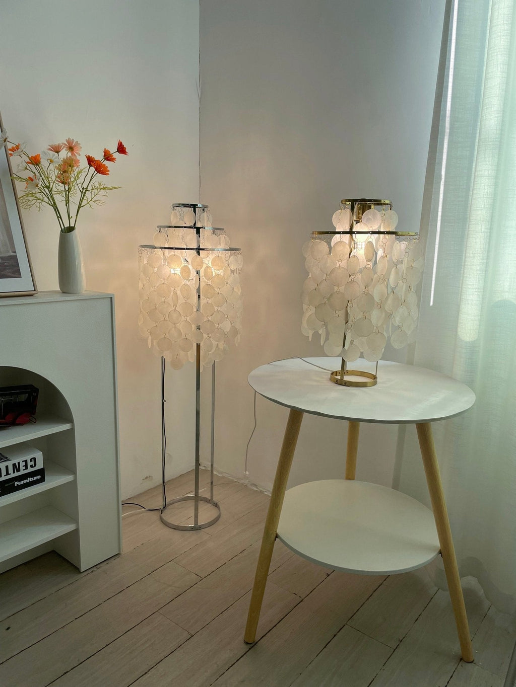 Circular Shell Table Light, Bedside Table Lamp, detail 44