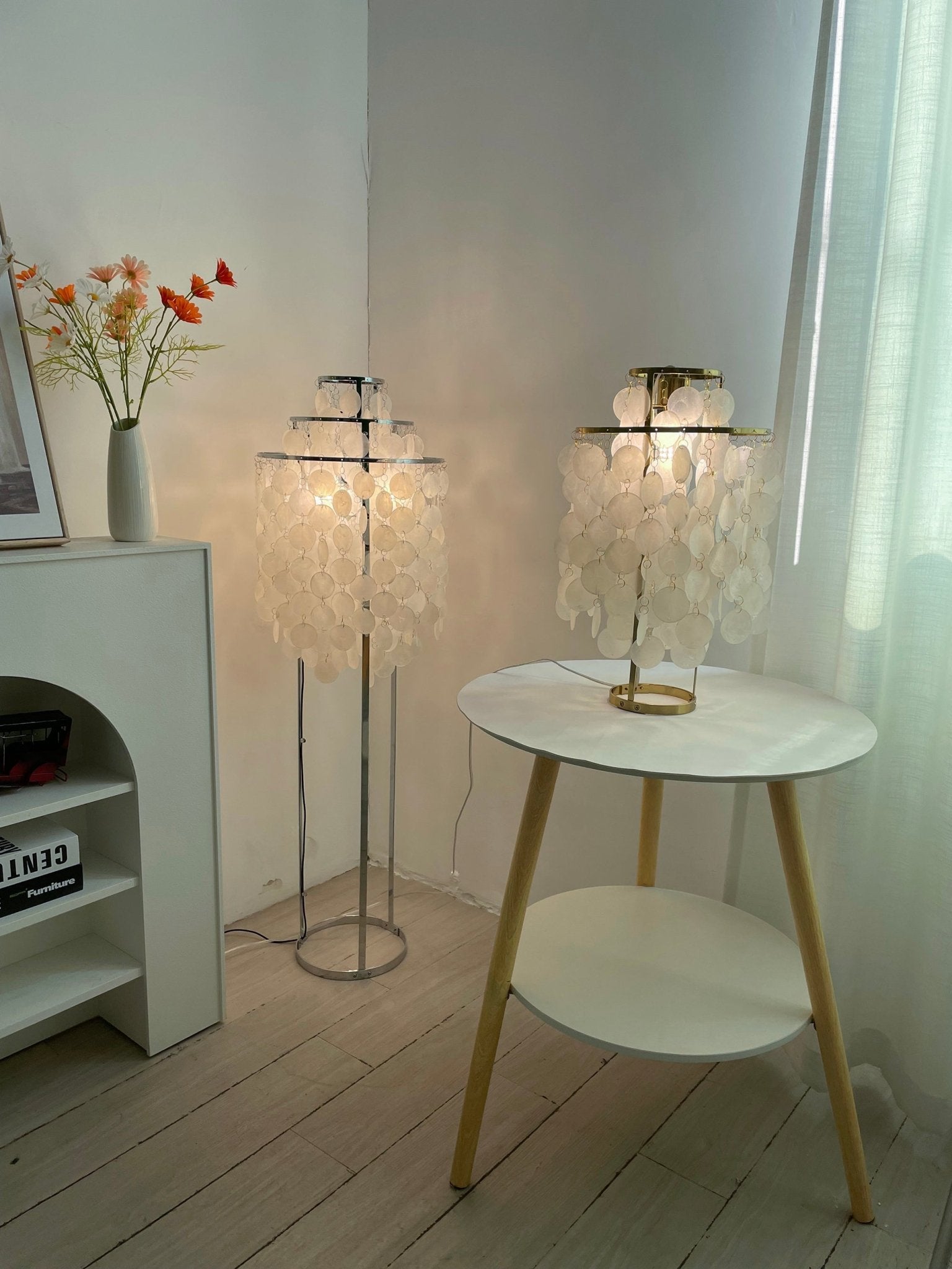 Circular Shell Table Light, Bedside Table Lamp, detail 44