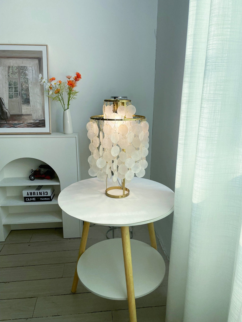 Circular Shell Table Light, Bedside Table Lamp, detail 45