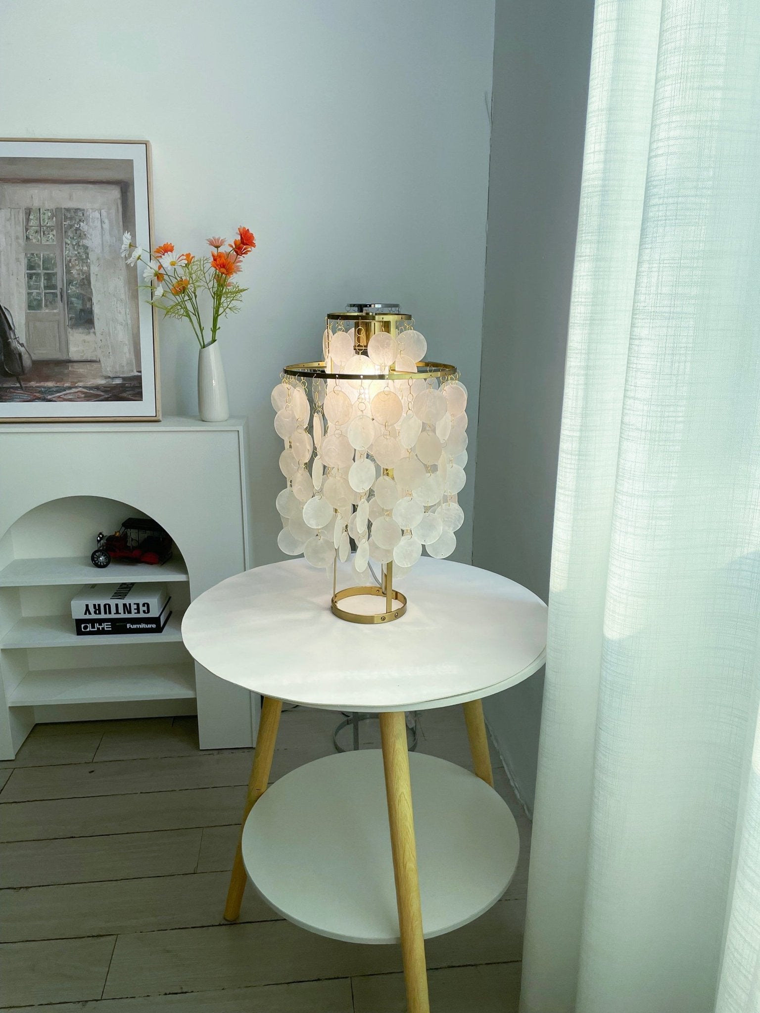 Circular Shell Table Light, Bedside Table Lamp, detail 45