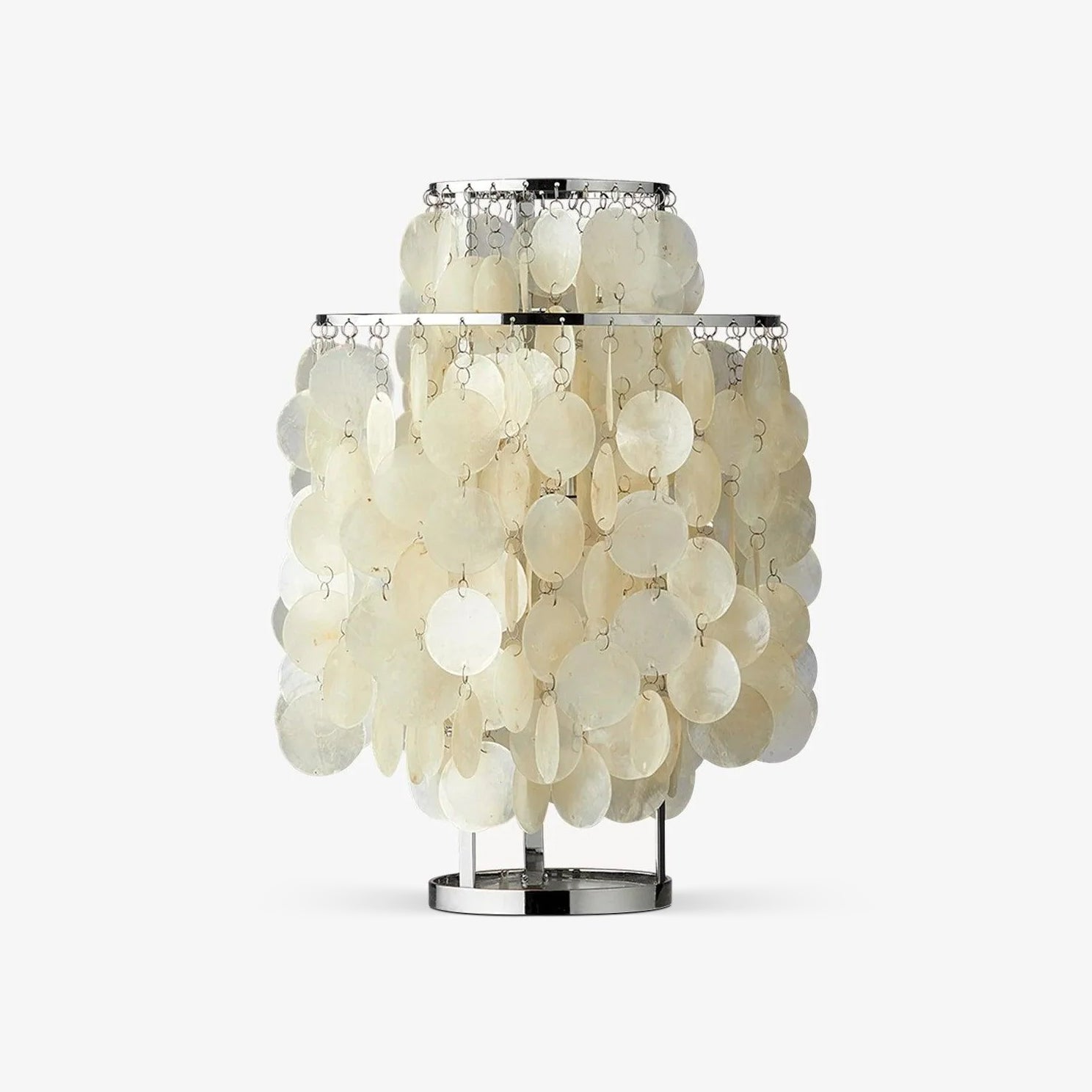Circular Shell Table Light, Bedside Table Lamp, Metallic, Φ 11.8 x H 18.9