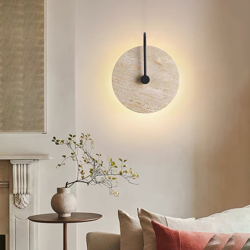 Circular Travertine Wall Light, Hardwired Wall Sconce, detail 27