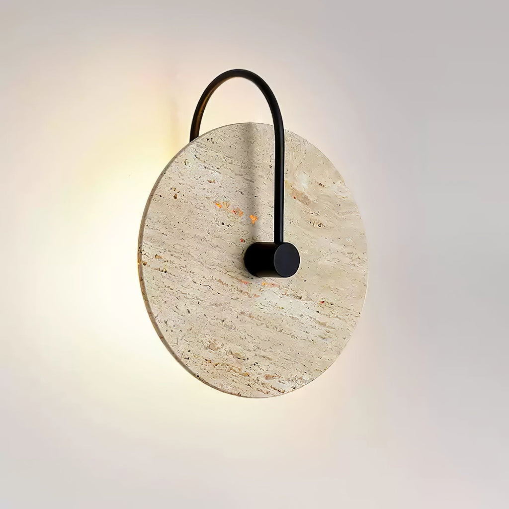 Circular Travertine Wall Light, Hardwired Wall Sconce, detail 12