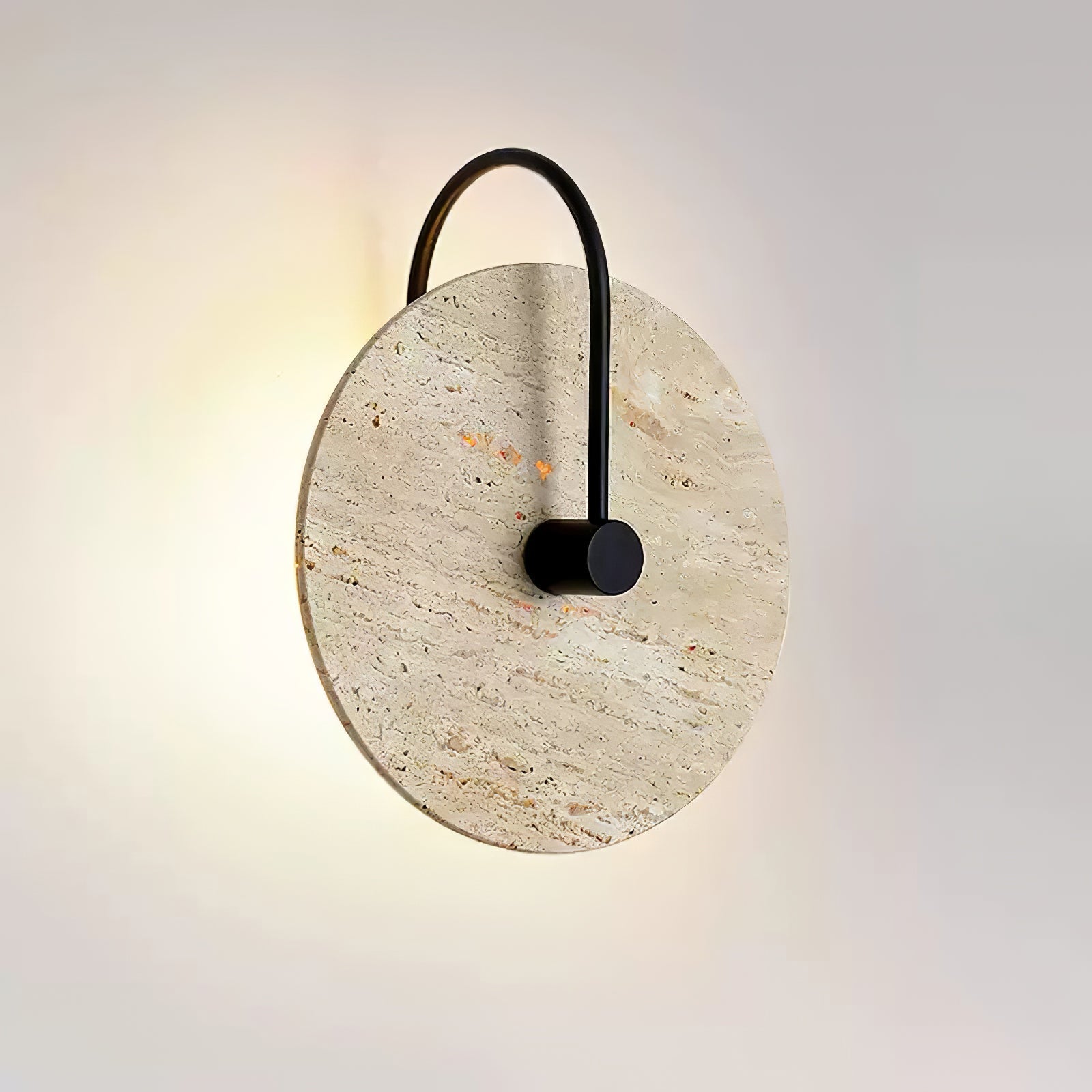Circular Travertine Wall Light, Hardwired Wall Sconce, detail 12