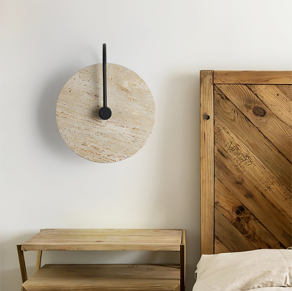 Circular Travertine Wall Light, Hardwired Wall Sconce, detail 16